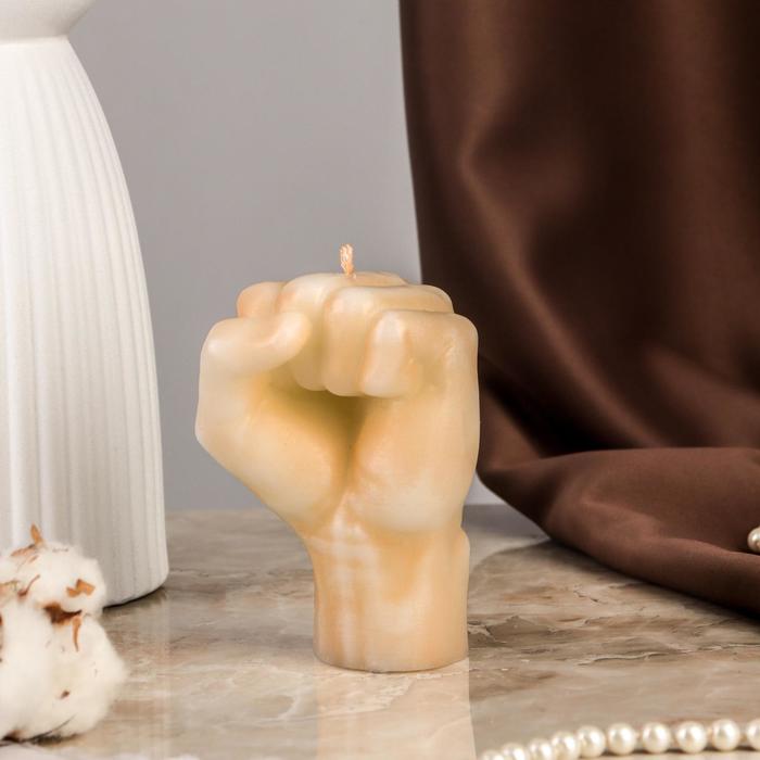 Свеча декоративная «Кулак», 8.1×7.1×11.5 см, мрамор