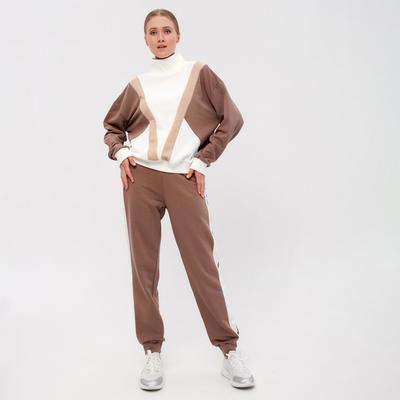 Костюм женский (свитшот, брюки) MINAKU: Casual Collection, размер 42, экрю