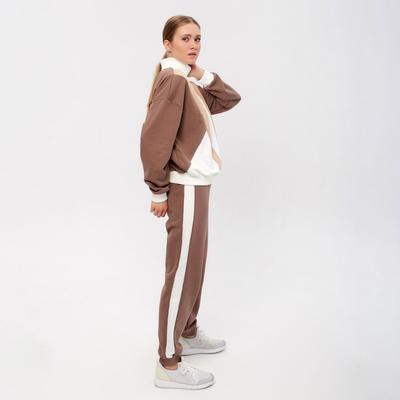 Костюм женский (свитшот, брюки) MINAKU: Casual Collection, размер 42, экрю