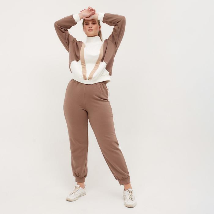Костюм женский (свитшот, брюки) MINAKU: Casual Collection цвет экрю, размер 52 - Фото 1