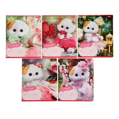 Тетрадь 12 листов, в клетку, "Кошечка Лили", обложка мелованный картон, блок офсет, МИКС