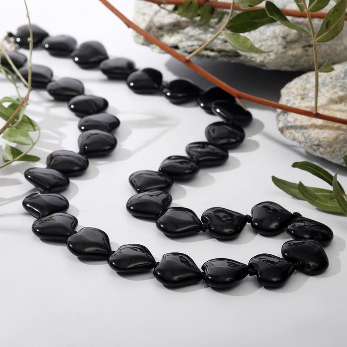 Бусы «Агат чёрный» сердце, 55см - Фото 1