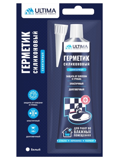 Герметик ULTIMA S, силиконовый, санитарный, бесцветный, 80 мл