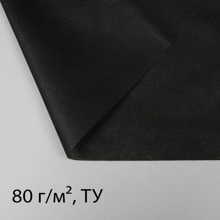 Материал для ландшафтных работ, 43 × 1,6 м, плотность 80 г/м², с УФ-стабилизатором, чёрный - Фото 1