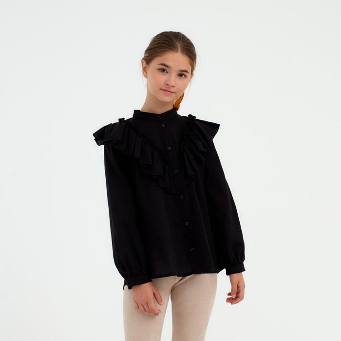 Рубашка для девочки MINAKU: Cotton collection, цвет чёрный, рост 122 см - Фото 1