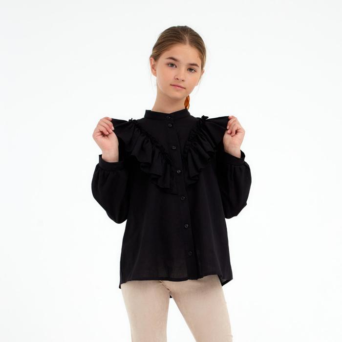 Рубашка для девочки MINAKU: Cotton collection, цвет чёрный, рост 104 см - фото 1908692029