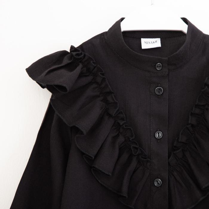 Рубашка для девочки MINAKU: Cotton collection, цвет чёрный, рост 104 см - фото 1908692031
