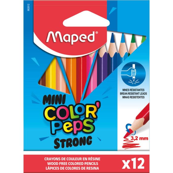 Карандаши 12 цветов Maped Color` Peps Mini Strong, пластиковые, картонная упаковка - Фото 1