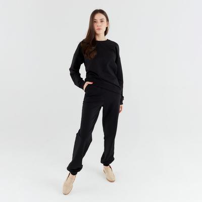 Костюм женский (свитшот, брюки) MINAKU: Casual Collection, размер 42, чёрный