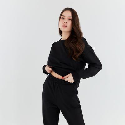 Костюм женский (свитшот, брюки) MINAKU: Casual Collection, размер 42, чёрный