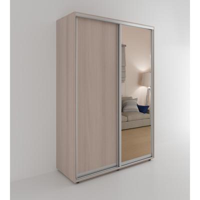 Шкаф-купе «Сим ДЗ», 1000×600×2300 мм, ЛДСП/зеркало, с ящиками, цвет ясень шимо светлый