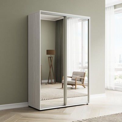 Шкаф-купе «Сим З», 1600×600×2300 мм, ЛДСП/зеркало, с ящиками, цвет выбеленное дерево