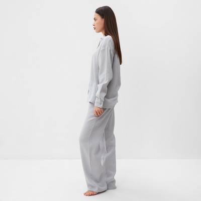 Пижама женская (рубашка, брюки) KAFTAN Basic, размер 44-46, серо-голубая