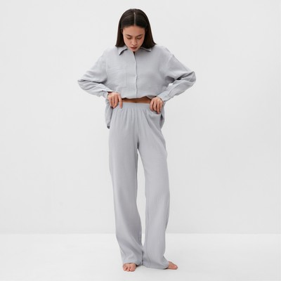 Пижама женская (рубашка, брюки) KAFTAN Basic, размер 44-46, серо-голубая