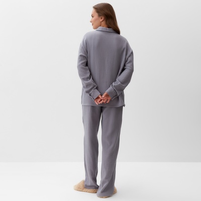 Пижама женская (рубашка, брюки) KAFTAN Basic, размер 52-54, серая