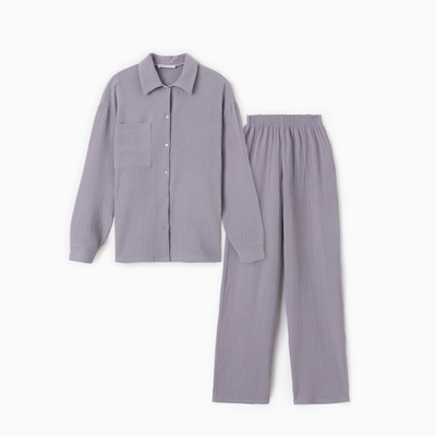 Пижама женская (рубашка, брюки) KAFTAN Basic, размер 52-54, серая