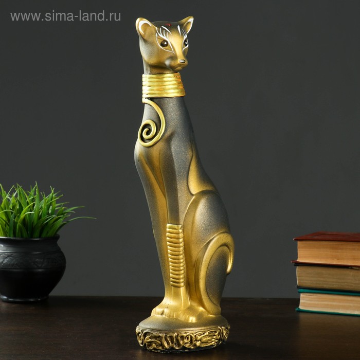 Фигура "Кошка Багира №1" окольцованная черн/золото 15х10х40 см - Фото 1