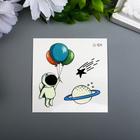 Татуировка на тело цветная фосфорная "Космонавт с воздушными шариками" 6х6 см - Фото 2