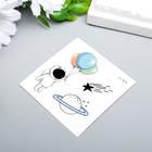 Татуировка на тело цветная фосфорная "Космонавт с воздушными шариками" 6х6 см - Фото 3