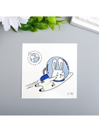 Переводная тату цветная «Зайчик в космосе», временная татуировка светящаяся, 6×6 см - Фото 3