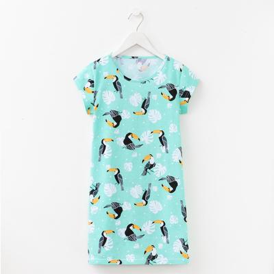 Сорочка для девочки, цвет бирюзовый/тукан, рост 140 см