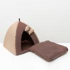 Домик-вигвам для животных «Нежность», 40×40×37 см, бязь, коричневый - Фото 4