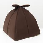 Домик-вигвам для животных, 40×40×37 см, с ушками и шариком, мебельная ткань, коричневый - Фото 4