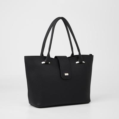 Сумка-тоут, отдел на молнии, наружный карман, цвет чёрный