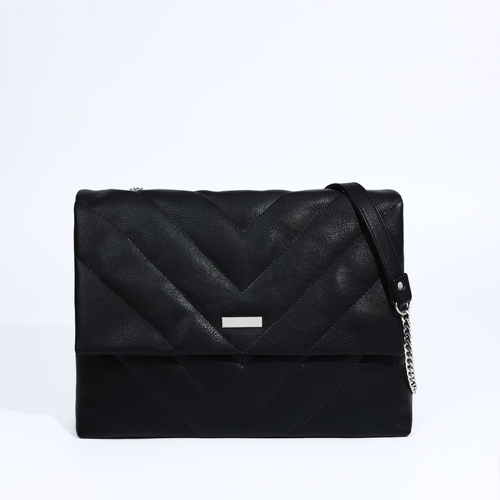 Сумка-мессенджер на клапане, цвет чёрный - Фото 1