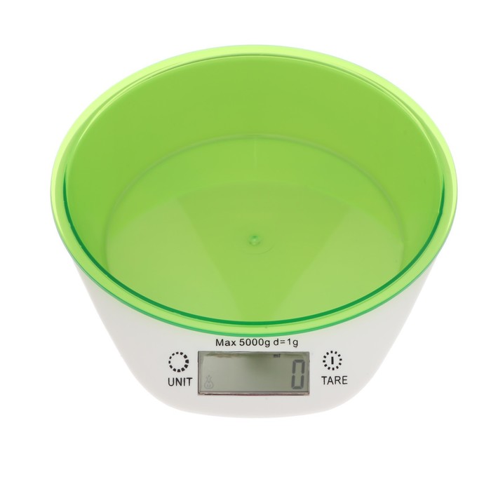 Весы кухонные Windigo LVKB-501, электронные, до 5 кг, чаша 1.3 л, зелёные - фото 1908692524