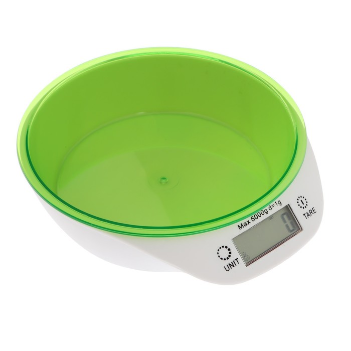 Весы кухонные Windigo LVKB-501, электронные, до 5 кг, чаша 1.3 л, зелёные - фото 1889584975