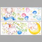 Наклейка пластик интерьерная цветная "Слоники-малыши" 30х90 см набор 2 листа - фото 24367666