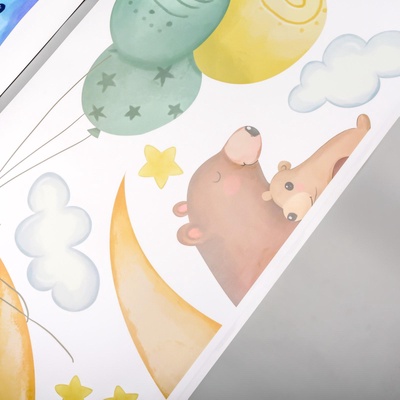 Наклейка интерьерная цветная «Звери и воздушные шарики», 30×90 см, набор 2 листа