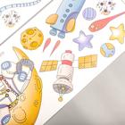 Наклейка пластик интерьерная цветная "Маленькие космонавты" 30х90 см набор 2 листа - Фото 3