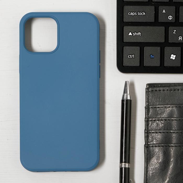 Чехол Luazon для телефона iPhone 12/12 Pro, Soft-touch силикон, синий - Фото 1