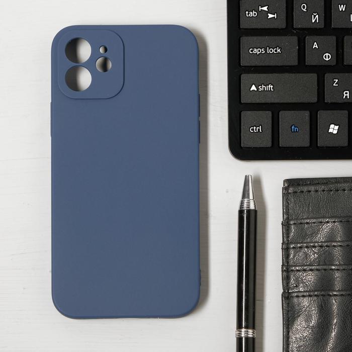 Чехол LuazON для телефона iPhone 12, Soft-touch силикон, глубокий синий - Фото 1