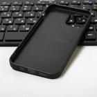 Чехол LuazON для iPhone 12/12 Pro, поддержка MagSafe, вставка из стекла и кожи, черный - Фото 3