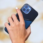 Чехол LuazON для iPhone 12/12 Pro, поддержка MagSafe, вставка из стекла и кожи, синий - Фото 4