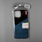 Чехол Luazon для iPhone 12 Pro Max, поддержка MagSafe, вставка из стекла и кожи, синий - Фото 5