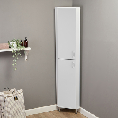 Шкаф – пенал угловой для ванной комнаты, 315×315×1800 мм, цвет белый