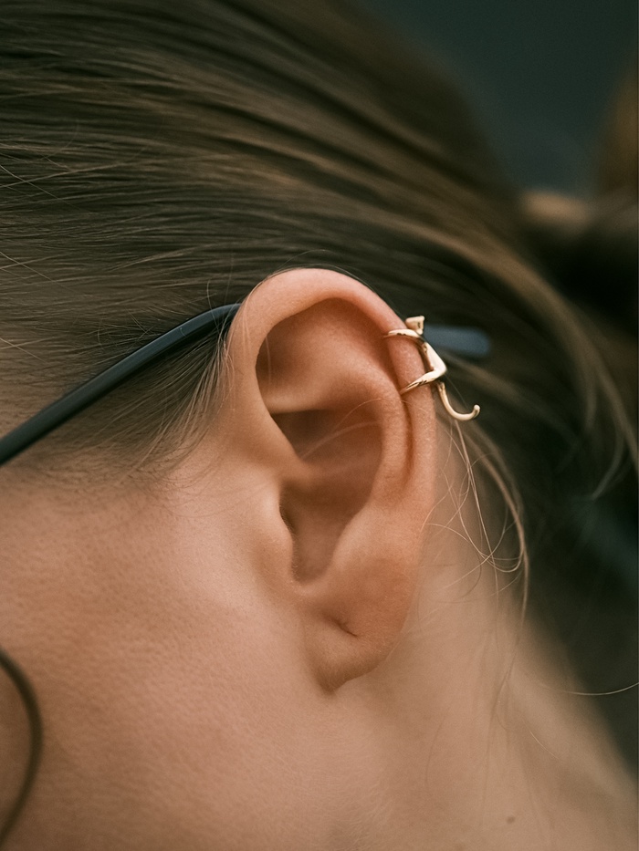 Серьга «Кафф» котик, цвет золото - Фото 1