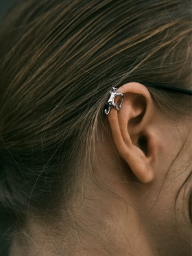 Серьга "Каффа" котик, цвет серебро