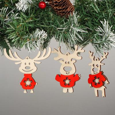 Набор ёлочных игрушек «Олени с разными рогами», заготовки для творчества, 5×9 см, 7×9 см, 9×9 см