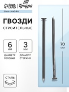 Гвозди ТУНДРА, строительные, ГОСТ 4028-63, без покрытия, 3×70 мм, фасовка 1 кг - Фото 1
