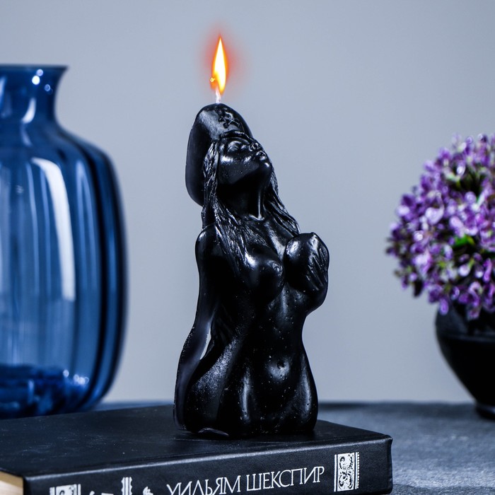 Свеча декоративная «Элизабет», чёрная, 15 см - Фото 1