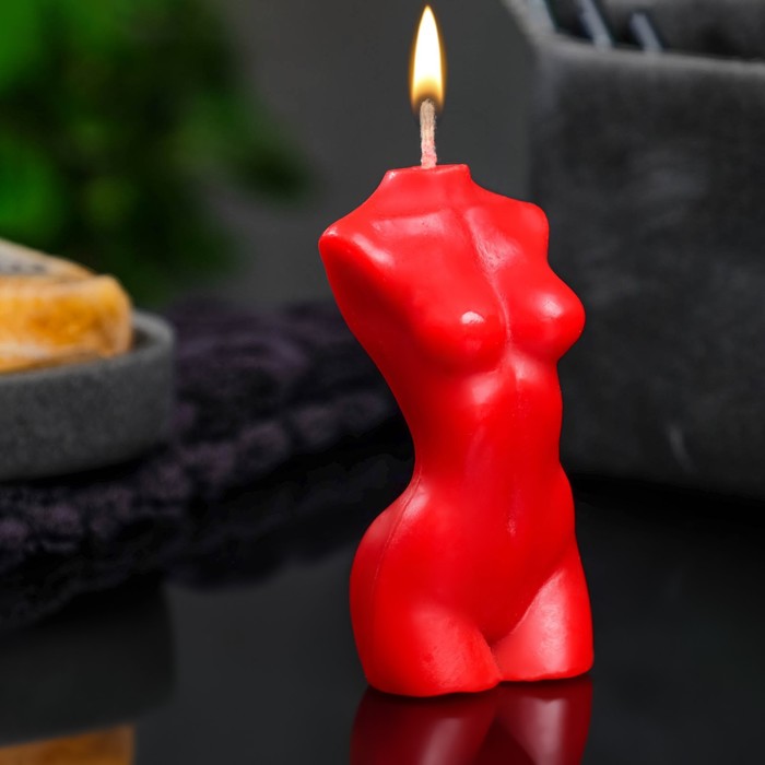 Фигурная свеча "Женское тело №1" красная, 9см - Фото 1