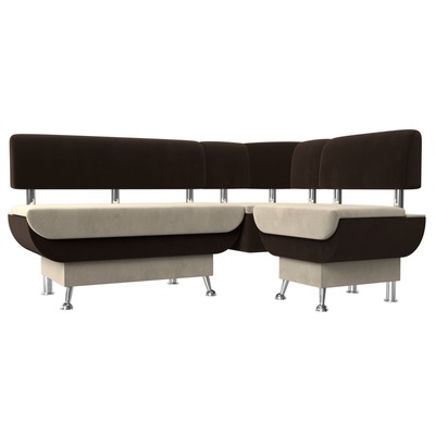 Кухонный угловой диван «Альфа», микровельвет, цвет бежевый / коричневый