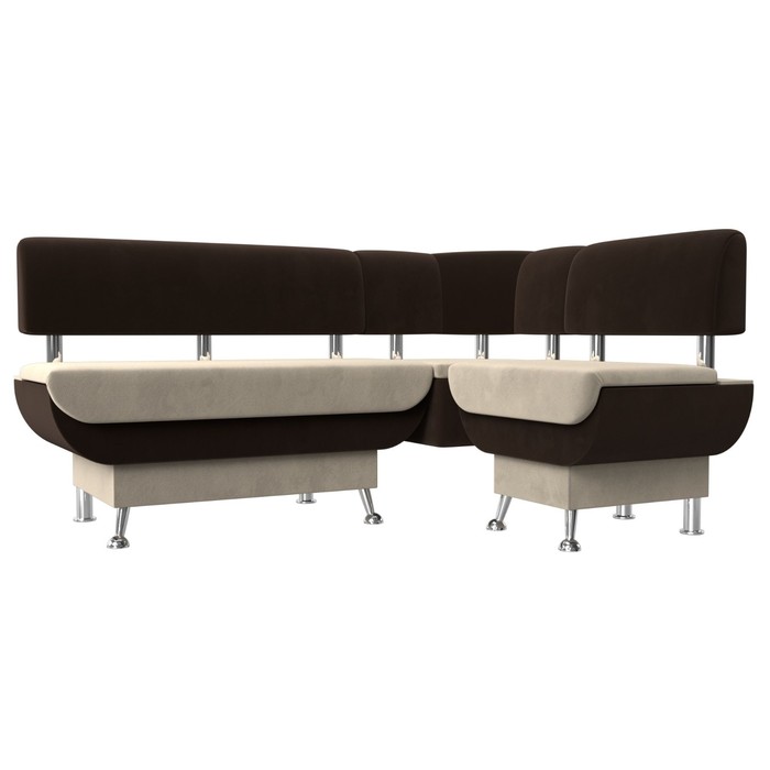 Кухонный угловой диван «Альфа», микровельвет, цвет бежевый / коричневый - Фото 1