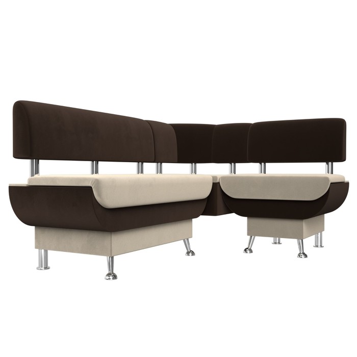 Кухонный угловой диван «Альфа», микровельвет, цвет бежевый / коричневый - фото 1907233725