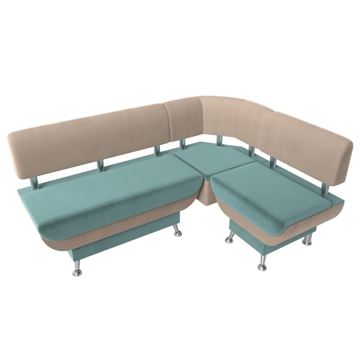 Кухонный угловой диван «Альфа», велюр, цвет бирюзовый / бежевый - фото 1888103738